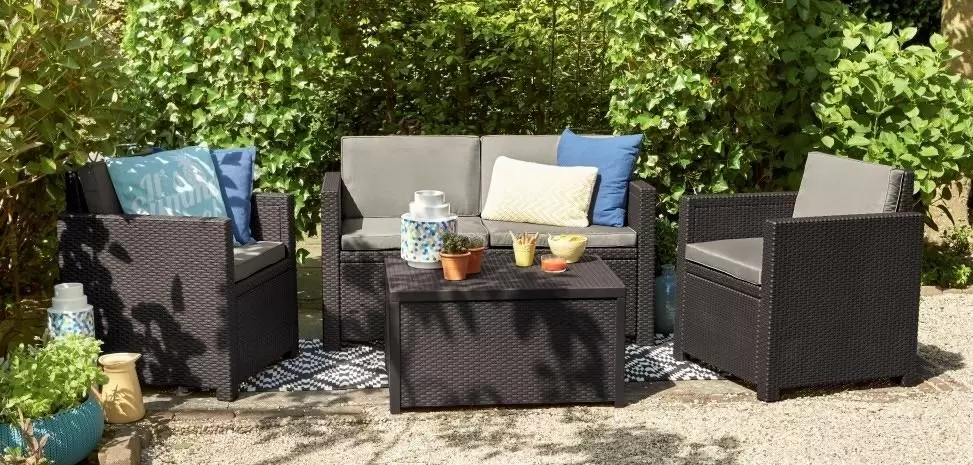 Set mobilă de grădină Keter Monaco Set with Storage Table, cafeniu