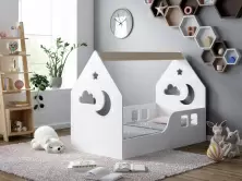 Детская кровать Happy Babies House Cloud L01 70x140см, белый/светлая груша