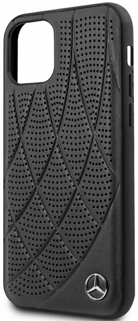 Husă de protecție CG Mobile Mercedes Perforated Leather Back for iPhone 11 Pro, negru
