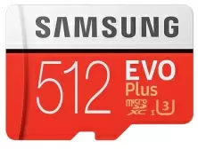 Card de memorie flash Samsung EVO Plus 100 Mb/s microSDXC UHS-I U3 + SD adapter, 512GB