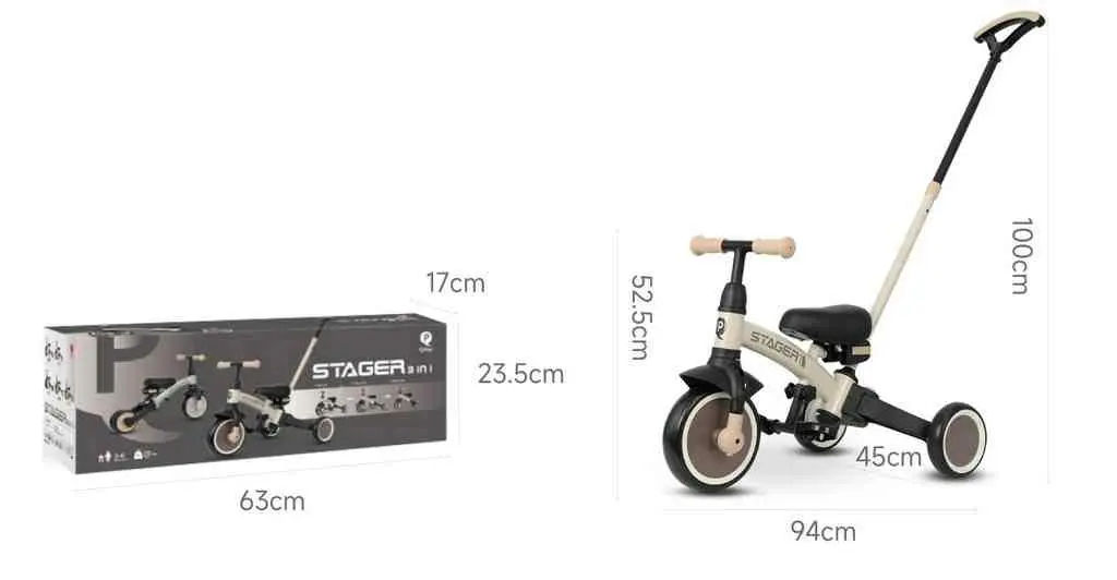 Bicicletă pentru copii Qplay Stager 3 in1, gri