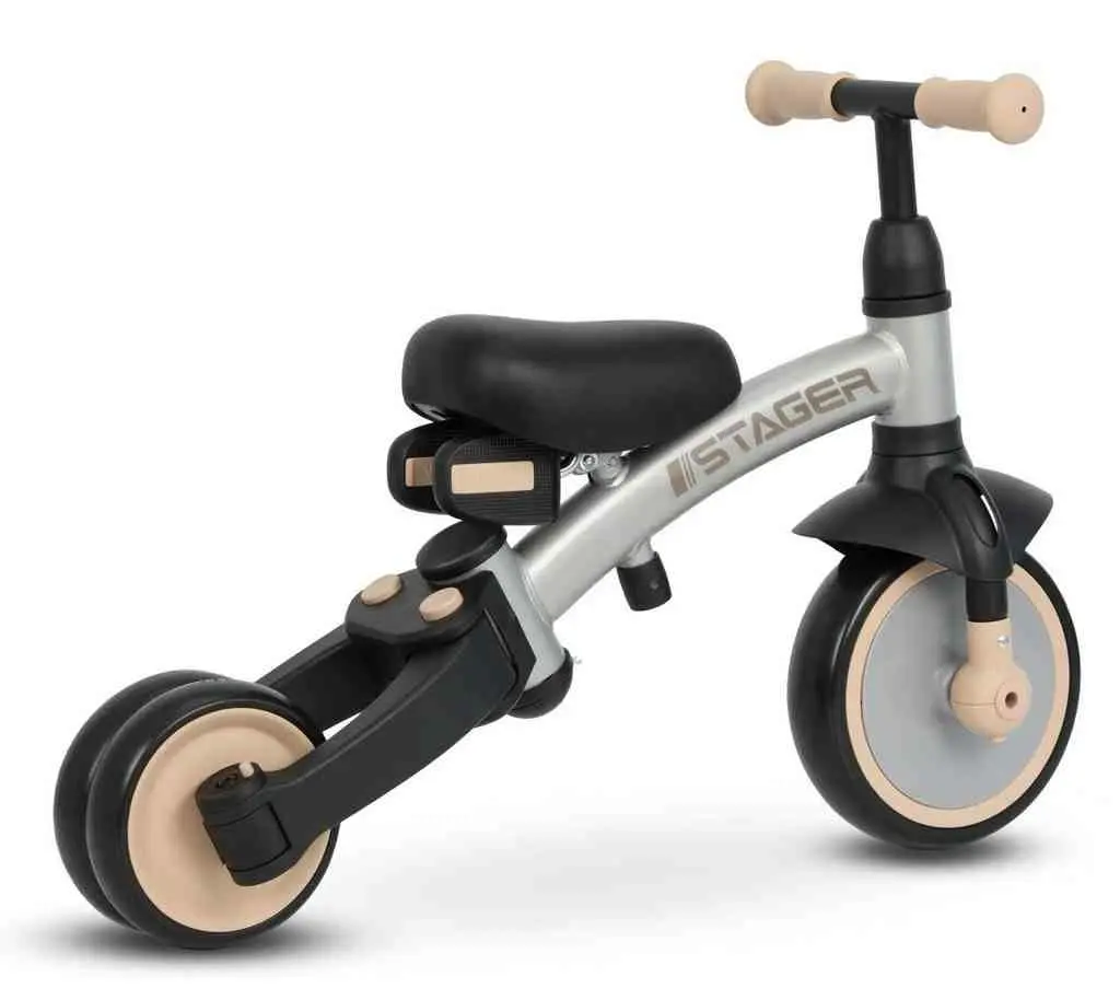 Bicicletă pentru copii Qplay Stager 3 in1, gri