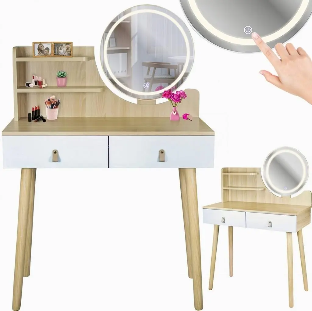 Туалетный столик Jumi Scandi CM-254152, белый/сосна на tehnoparc.md Туалетный столик Jumi Scandi CM-254152, белый/сосна