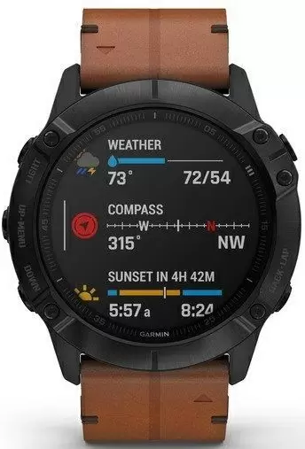 Умные часы Garmin Fenix 6X Pro Sapphire Editions Leather, черный