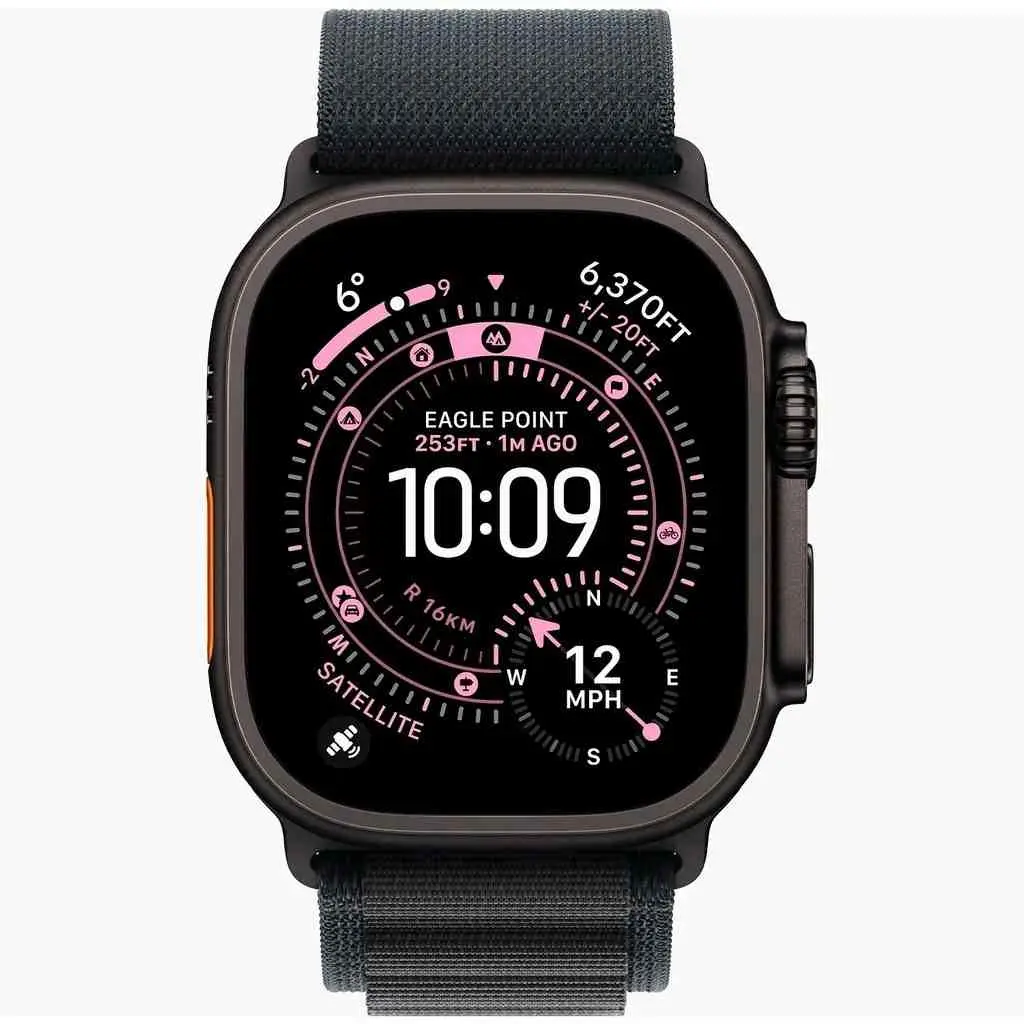 Smartwatch Apple Watch Ultra 3 GPS + Cellular 49mm Black Titanium Case with Black Alpine Loop Medium