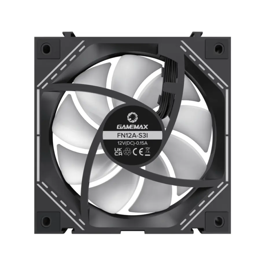 Ventilator de carcasă Gamemax FN12A-S3I, negru