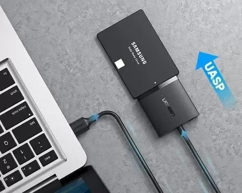 Переходник Ugreen USB 3.0 to SATA Converter with DC5.5mm Power Supply, черный