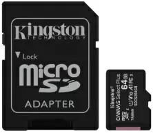 Карта памяти Kingston microSD A1 UHS-I + SD Adapter, 64ГБ