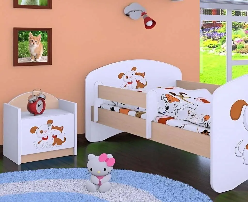Тумба прикроватная Happy Babies Happy SZN02 Dog and Cat, белый/светлая груша на tehnoparc.md Тумба прикроватная Happy Babies Happy SZN02 Dog and Cat, белый/светлая груша
