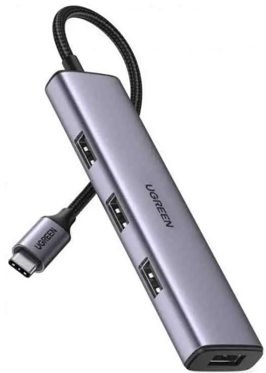 Разветвитель Ugreen 4in1 Type-C Hub, серый