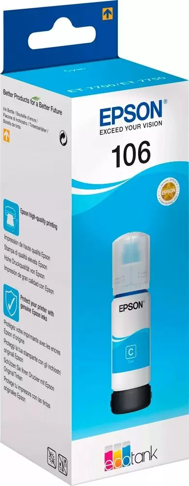 Recipient de cerneală Epson 106 EcoTank, cyan