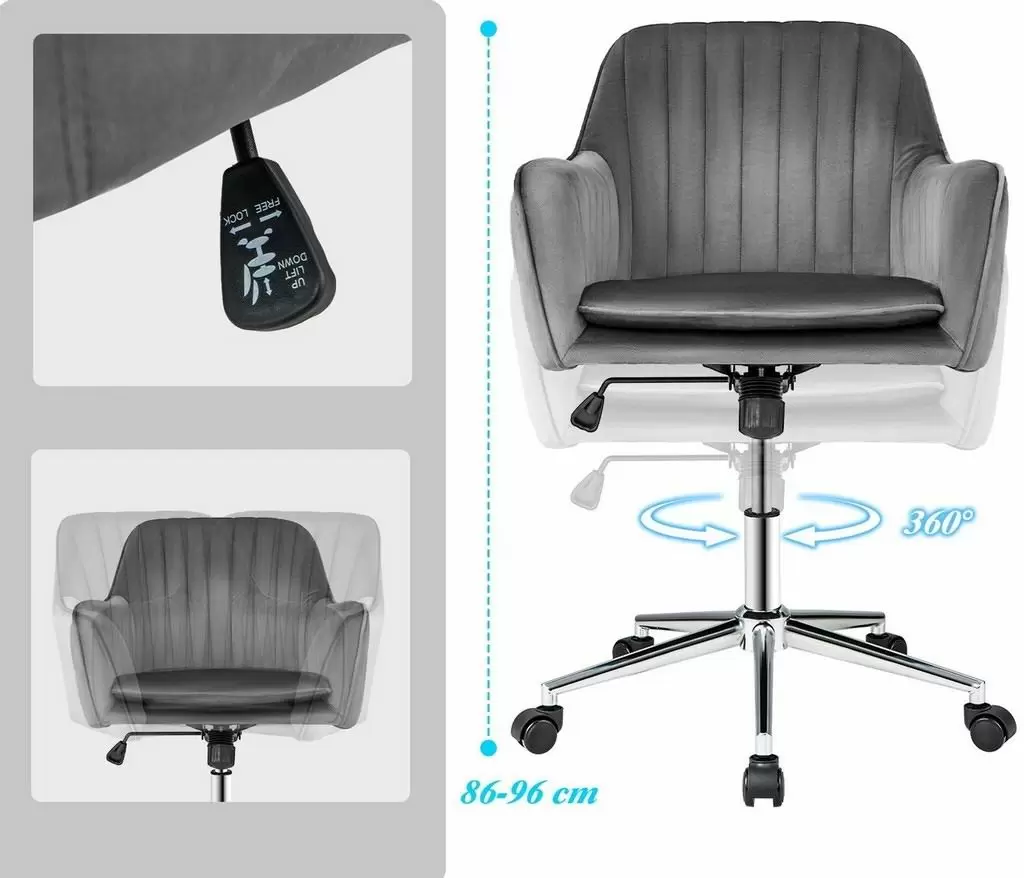 Офисное кресло Costway JV11006GR, серый