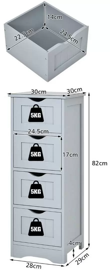 Комод Costway HW66969GR, серый