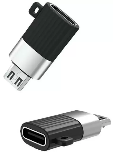 Переходник Type-C to Micro-USB XO NB149C, серебристый/черный