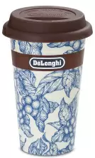 Термокружка Delonghi DLSC064 Flower, белый/синий