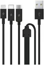 Cablu USB ttec Trio USB to Type-C Lightning Micro-USB 1.2m, negru