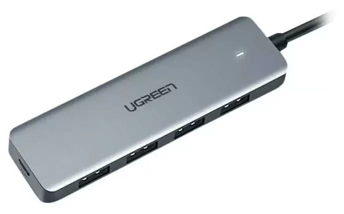 Multiplicator Ugreen 4-Port USB 3.0 Hub with USB-C Power Supply, gri