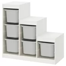 Etajeră cu containere IKEA Trofast 99x44x94cm, alb/gri