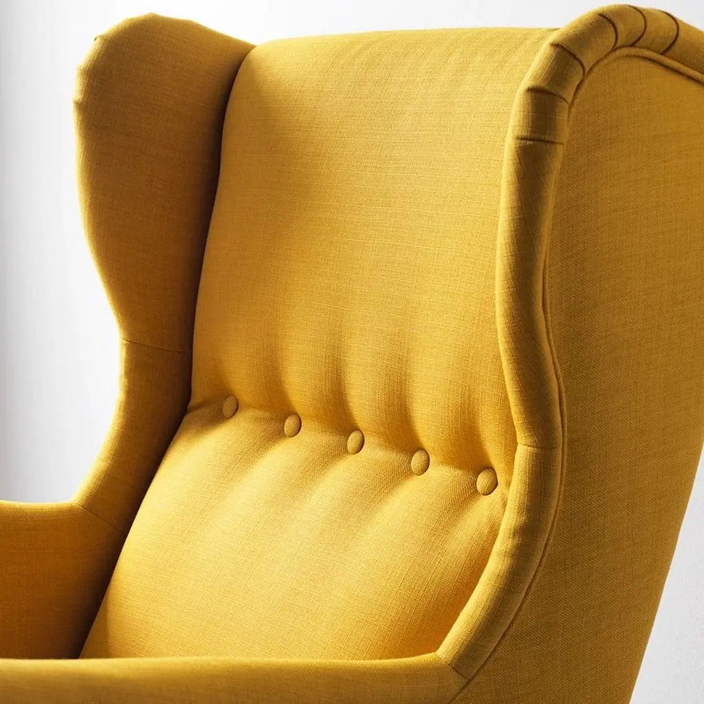 Fotoliu IKEA Strandmon cu brațe, skiftebo galben pe tehnoparc.md Fotoliu IKEA Strandmon cu brațe, skiftebo galben