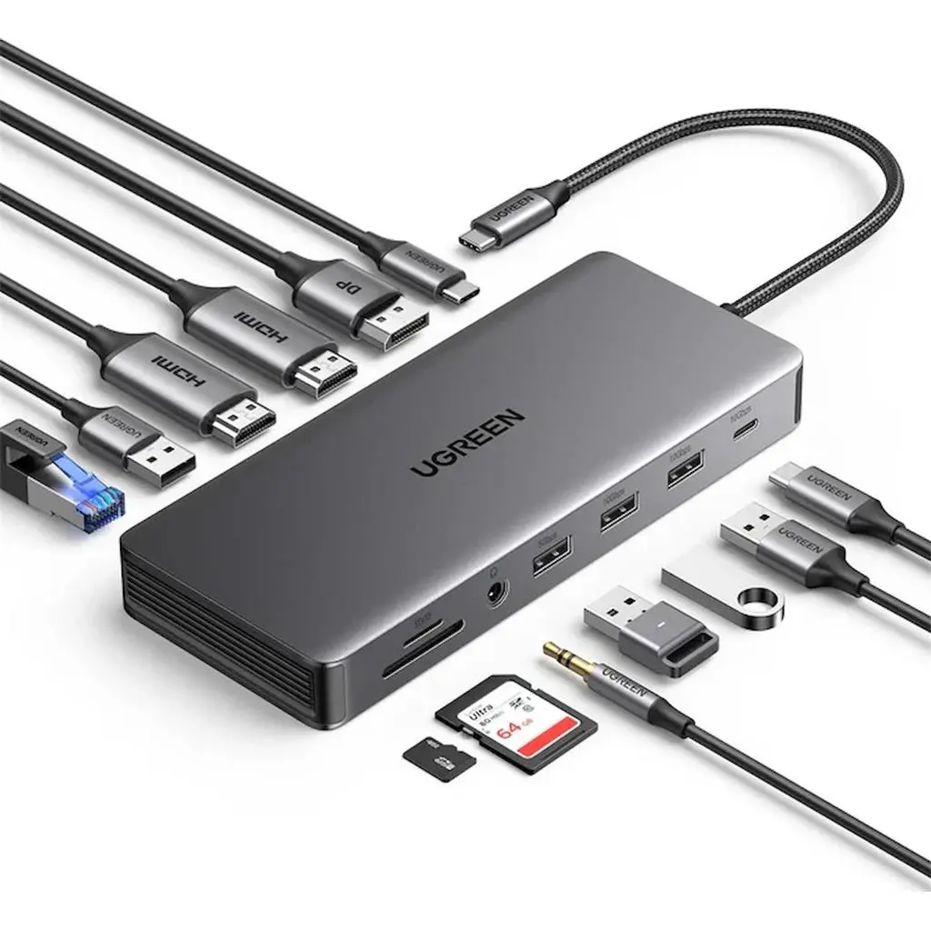 Разветвитель Ugreen 13in1 USB-C, серый