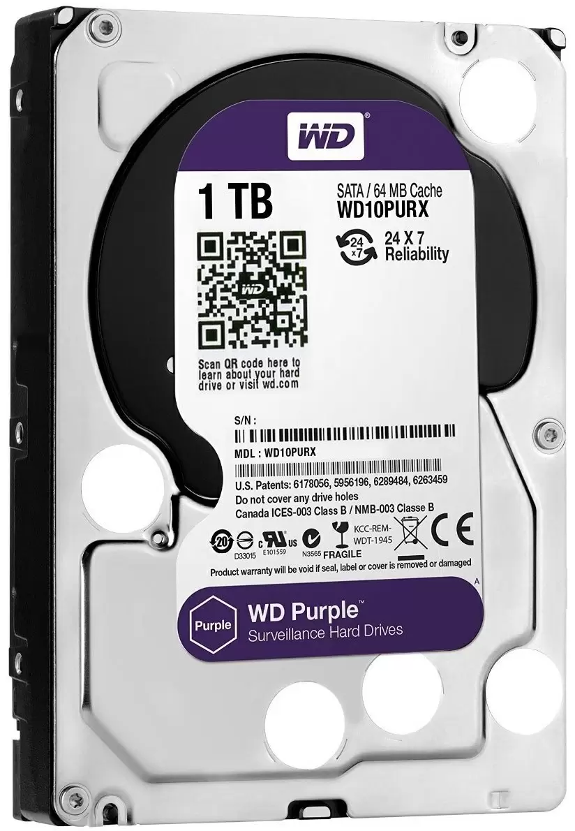 Disc rigid WD Purple 3.5" WD10PURZ, 1TB