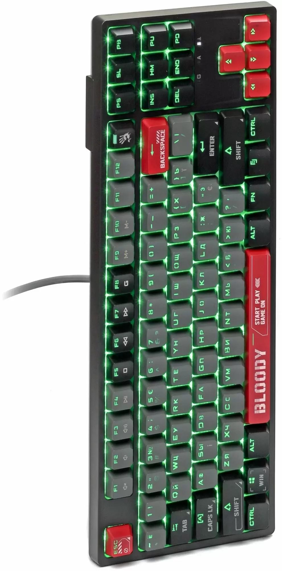 Tastatură Bloody S87, negru/roșu