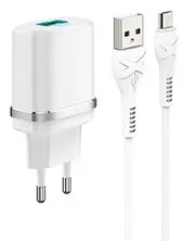 Încărcător XPower QC3.0 + Type-C Cable, alb