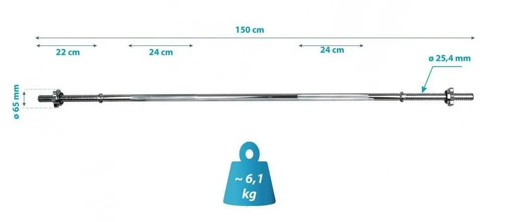 Bară Enero Straight 150cm, argintiu