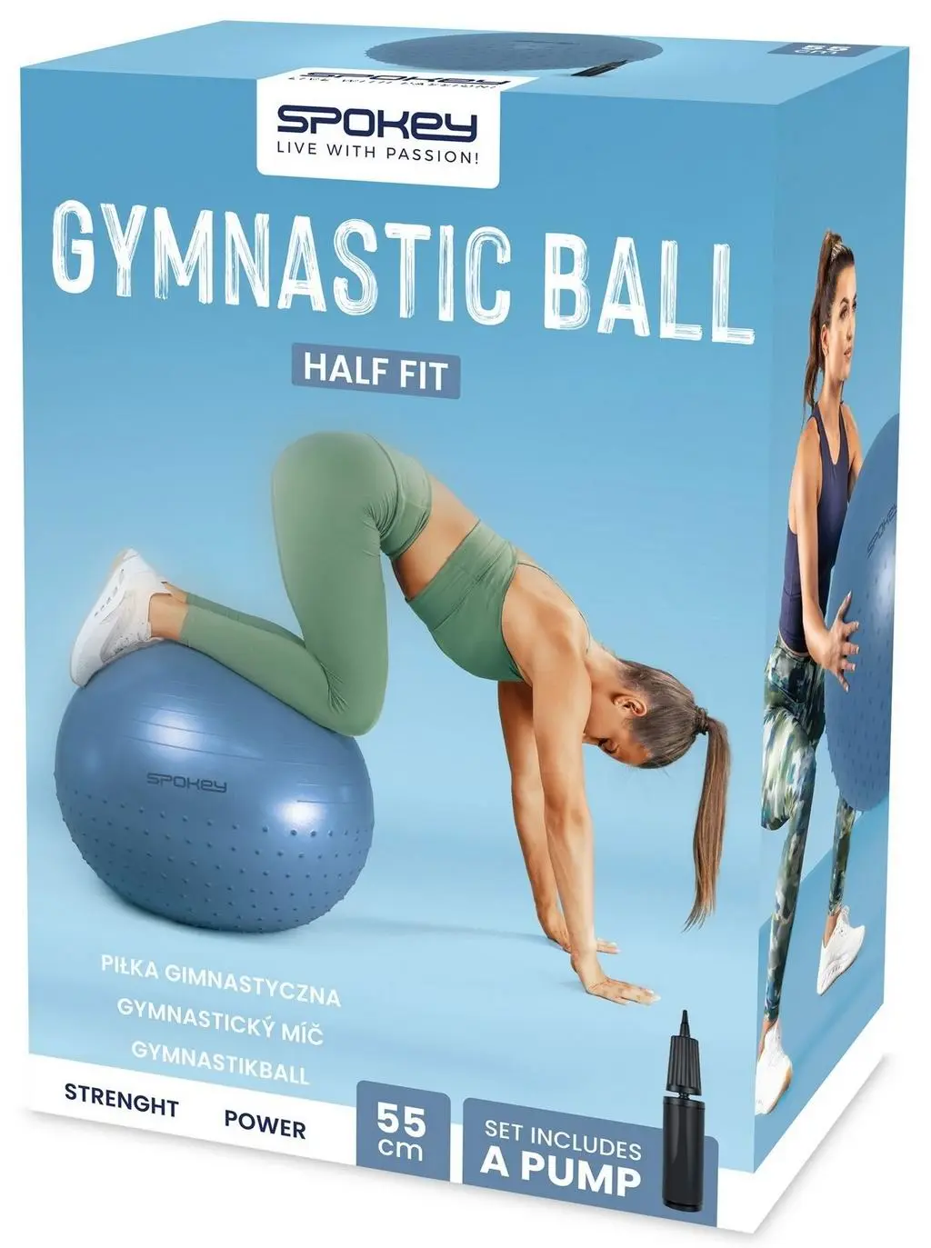 Fitball Spokey Half Fit 55cm, albastru