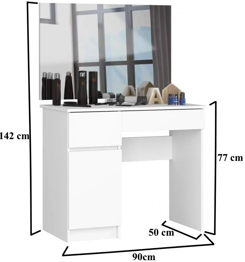 Masă de toaletă Akord P-2/SL 900x600cm Left, alb