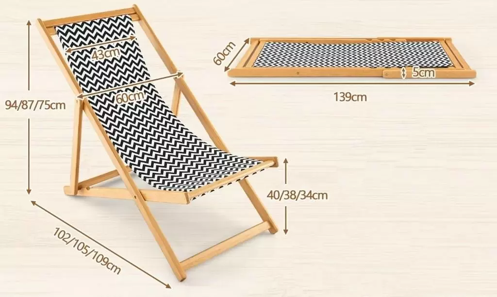 Şezlong Costway JV10457NA, natural