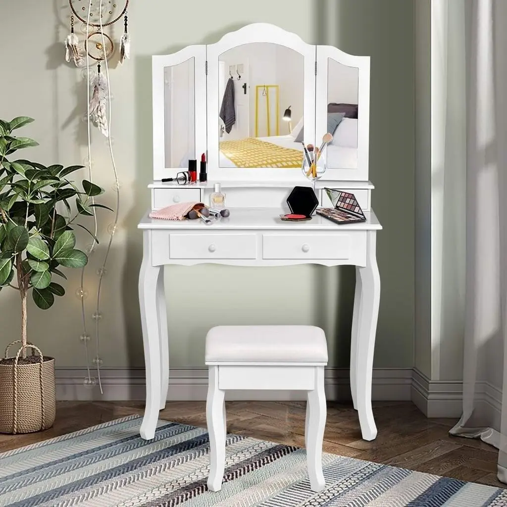 Masă de toaletă Costway HW65954WH, alb