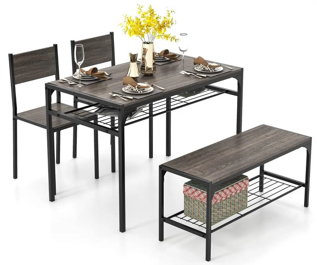 Set masă și scaune Costway KC55777GR, stejar gri/negru