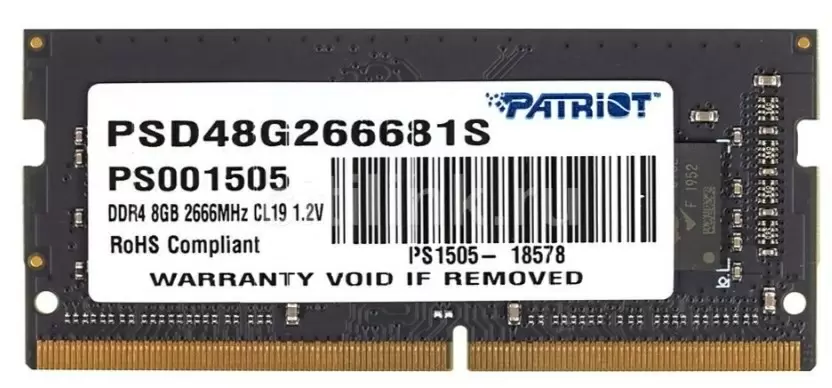 Оперативная память SO-DIMM Patriot Signature Line 8ГБ DDR4-2666MHz, CL19, 1.2V