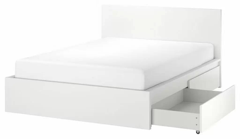 Кровать IKEA Malm/Luroy 2 ящика 180x200см, белый