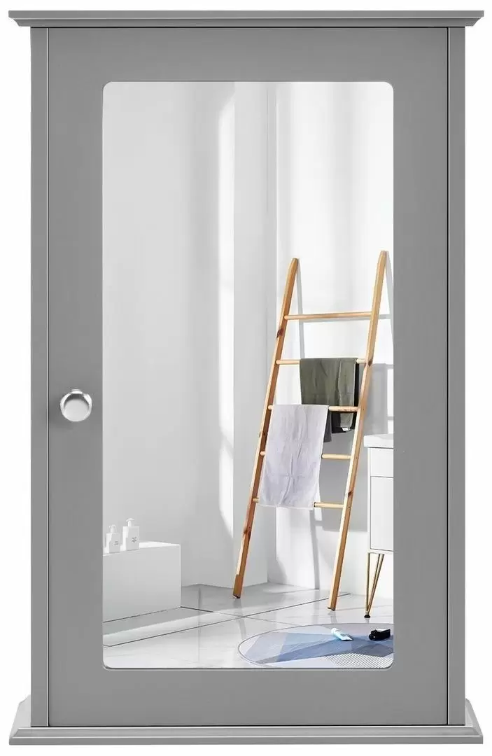 Шкаф с зеркалом Costway HW65846GR, серый