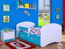 Детская кровать Happy Babies Happy L02 с ящиком 70x140см, белый/синий