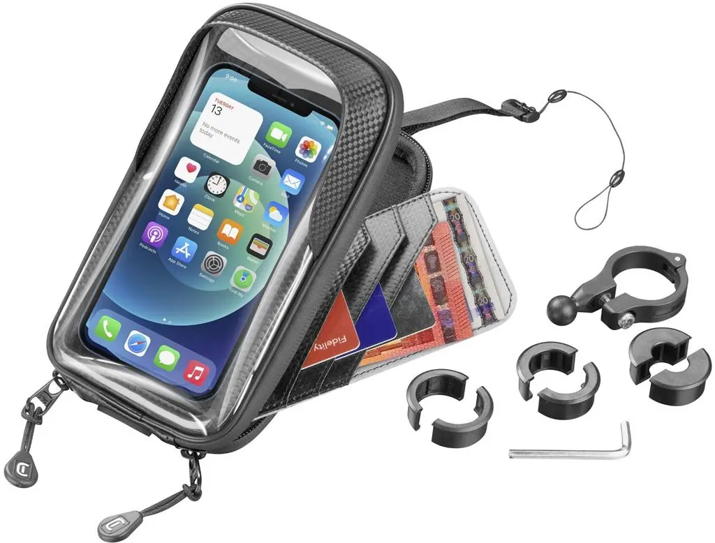 Suport telefon pentru biciclete Cellularline Rider Shield, negru