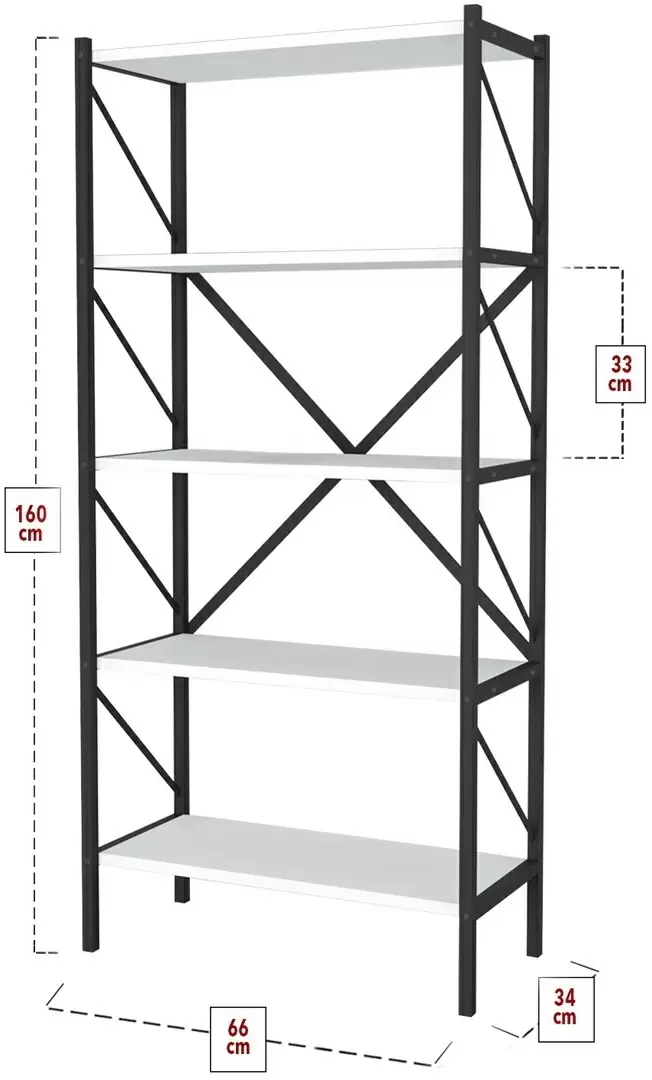 Etajeră Fabulous Shelves Metal 5 secțiuni, alb/negru