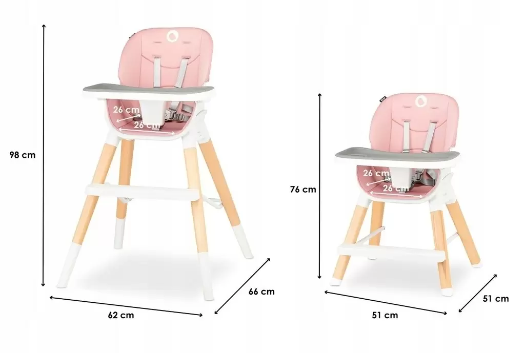 Scaun de masă Lionelo Mona, roz