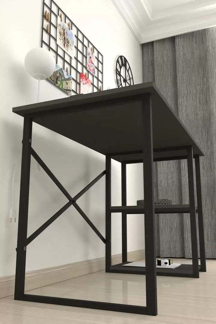 Masă de birou Fabulous 2 rafturi, antracit/negru
