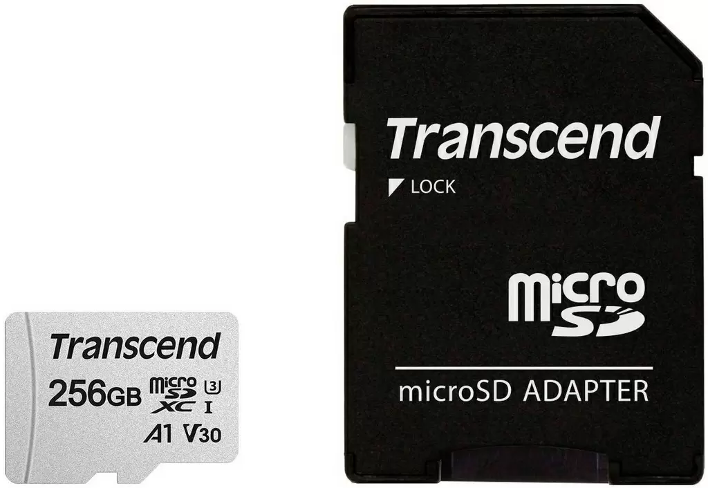 Карта памяти Transcend microSDXC 300S + SD adapter, 256GB