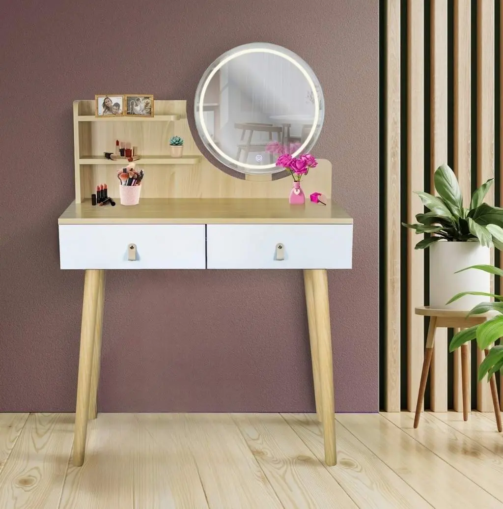 Туалетный столик Jumi Scandi CM-254152, белый/сосна на tehnoparc.md Туалетный столик Jumi Scandi CM-254152, белый/сосна