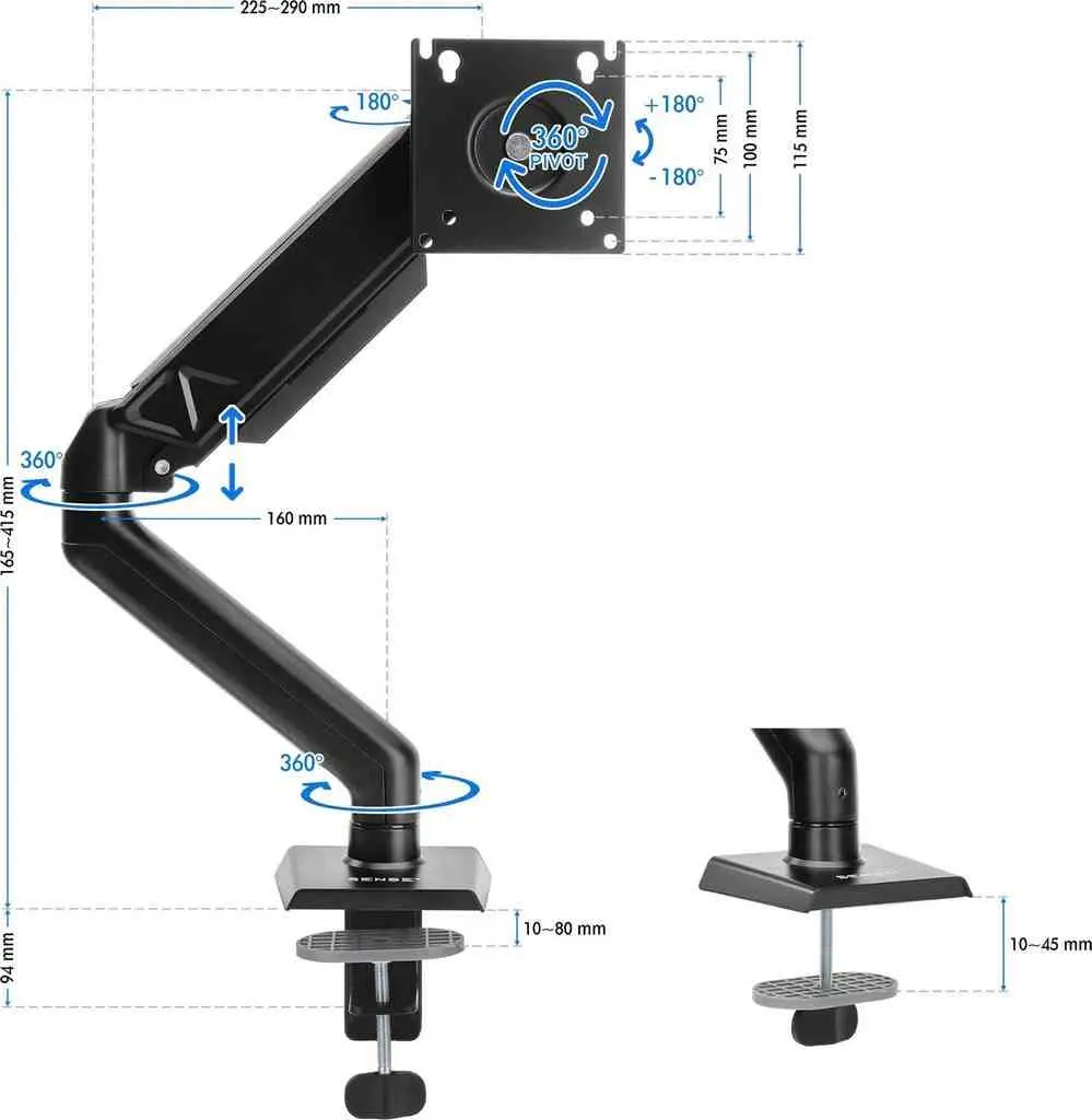 Suport pentru monitor SENSE7 Hang, negru