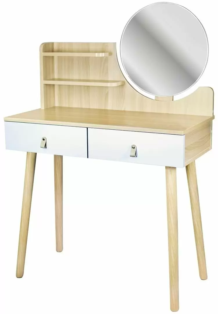 Masă de toaletă Jumi Scandi CM-989283, alb/pin