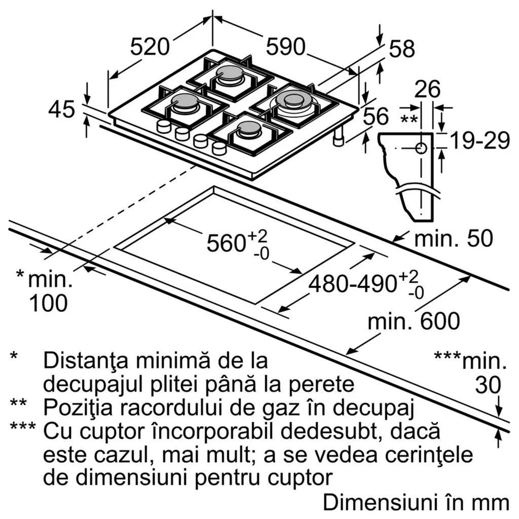 Газовая панель Bosch PNH6B6B90, черный