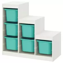 Стеллаж с контейнерами IKEA Trofast 99x44x94см, белый/бирюзовый