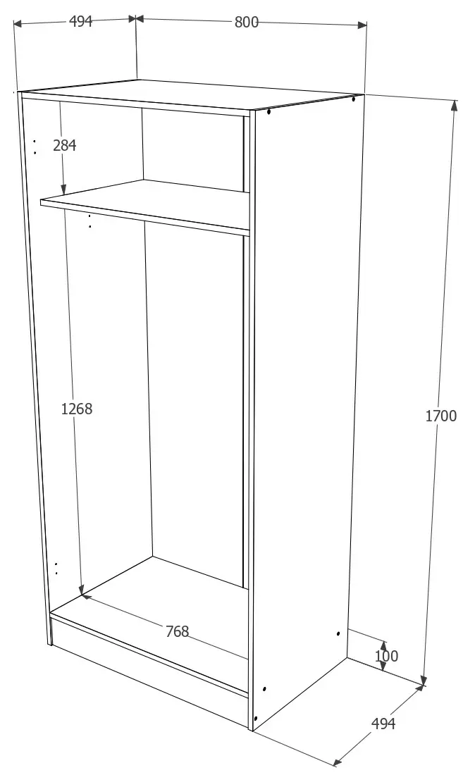 Шкаф Haaus 2U 80x51x170см, дуб сонома