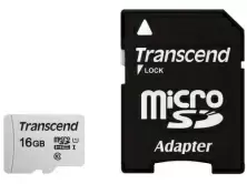 Карта памяти Transcend microSDHC 300S + SD adapter, 16ГБ