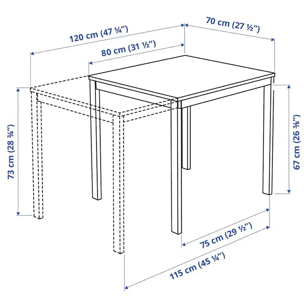 Masă IKEA Vangsta 80x120x70cm, alb
